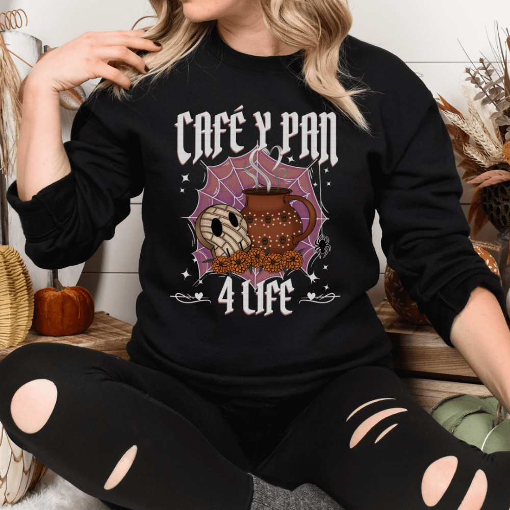 Cafe y Pan 4 life crewneck sweater - Mrskillakreations 