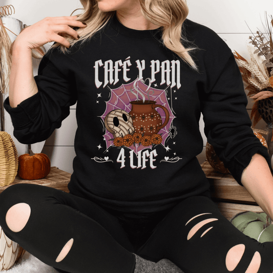 Cafe y Pan 4 life crewneck sweater - Mrskillakreations 